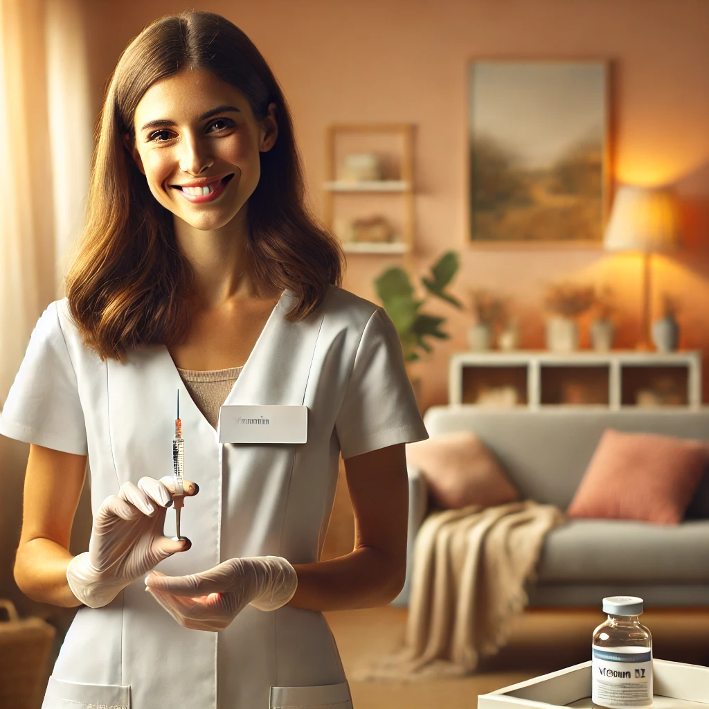 DALL·E 2025-02-17 14.33.48 - A warm, inviting image of a healthcare professional preparing a Vitamin B12 injection. The setting is a cozy clinic with soft lighting. The healthcare DALL·E 2025-02-17 14.33.48 - A warm, inviting image of a healthcare professional preparing a Vitamin B12 injection. The setting is a cozy clinic with soft lighting. The healthcare